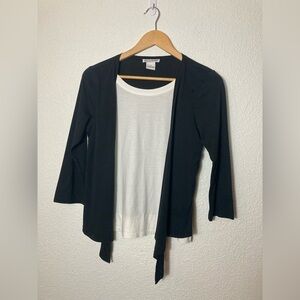 Alexandra Bartlett 100% Pima cotton black and white mixed media sweater blouse M